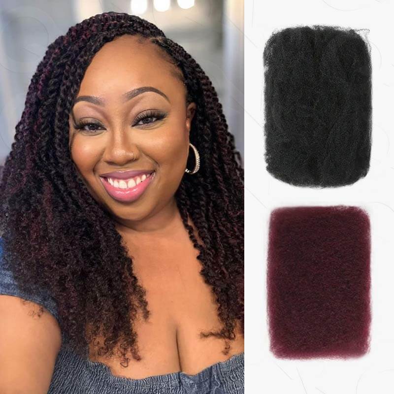 QVR 1 Pack 99J Burgundy Afro Kinky Bulk Human Hair Color