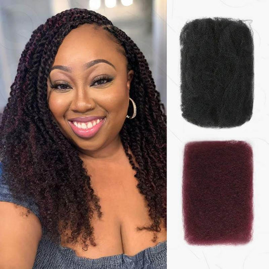 SUPER DEAL|3 PACKS Burgundy Afro kinky Bulk SEND 1 FREE HAIR 10''