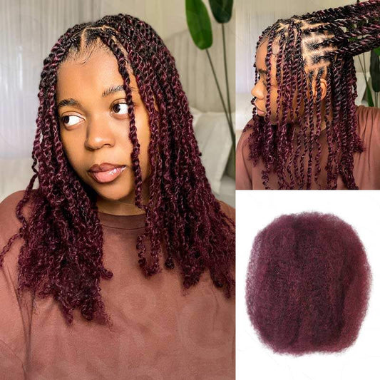 US Only|QVR Mix #1B/99J/Burgundy Afro kinky Bulk Human Hair