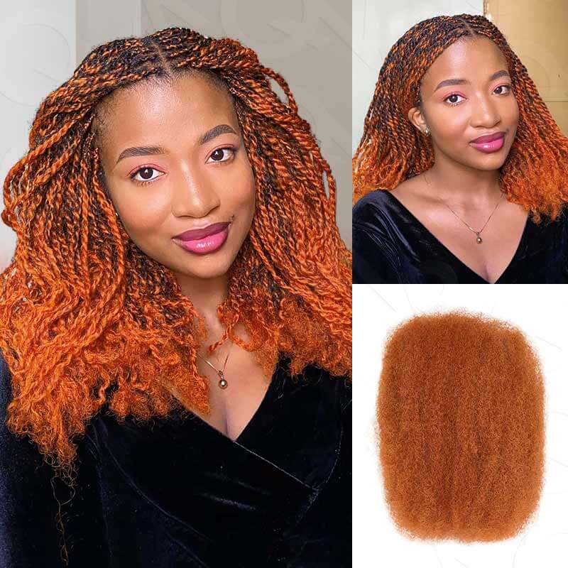 QVR Thick 4 Packs Afro Kinky Bulk Human Hair For Perfect Braids & Twists