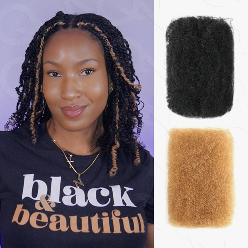 QVR 5 Packs Highlights Color Afro kinky Bulk For Braiding Dreadlock Hair
