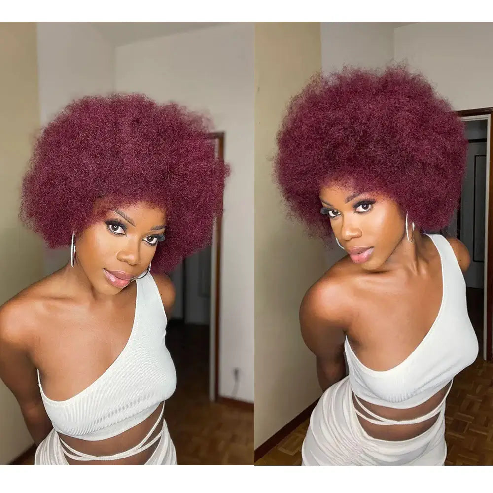 QVR 1 Pack 99J Burgundy Afro Kinky Bulk Human Hair Color