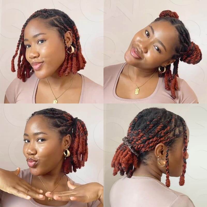 SUPER DEAL|3 PACKS Dark Orange Afro kinky Bulk SEND 1 FREE HAIR 10''