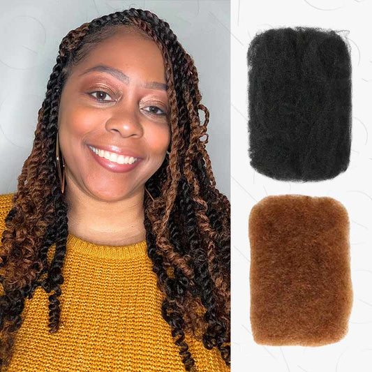 QVR Natural Black+Auburn Brown Two Colors Afro Kinky Bulk Human Hair For Braiding DreadLock