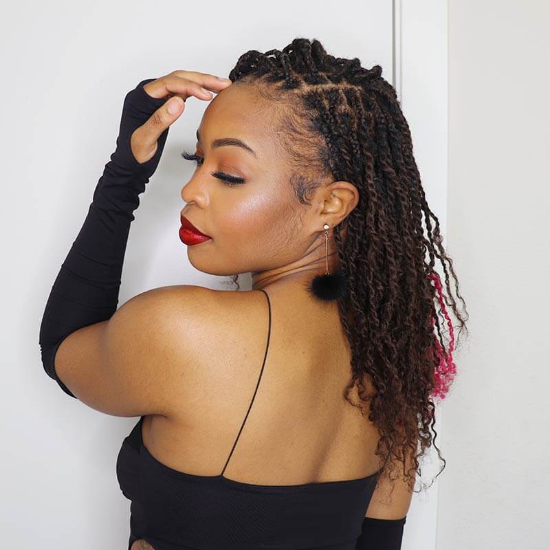 QVR Dark Brown+Pink Two Colors Afro Kinky Bulk Human Hair For Braiding DreadLock