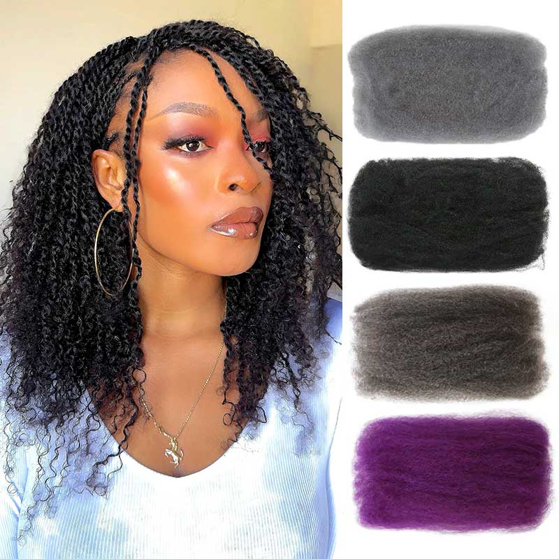 QVR Type 4C Afro Kinky Bulk Braiding Human Hair Extensions For Black Women