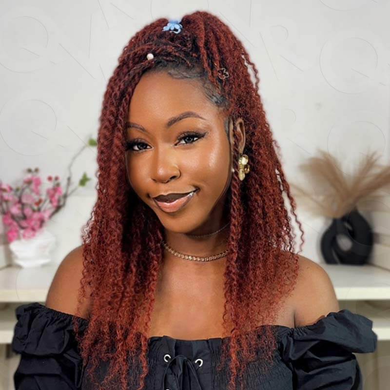 IG Exclusive|Reddish Brown Color Afro Kinky Bulk Human Hair For Braiding