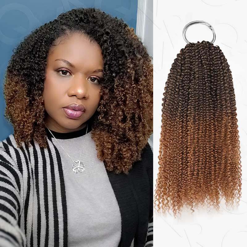 QVR 1 Pack Afro Kinky Curly Feather Crochet Human Hair Extension