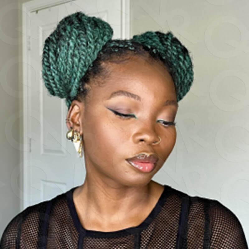 QVR Green Color Afro kinky Bulk Hair Extensions For Braiding Dreadlock Human Hair