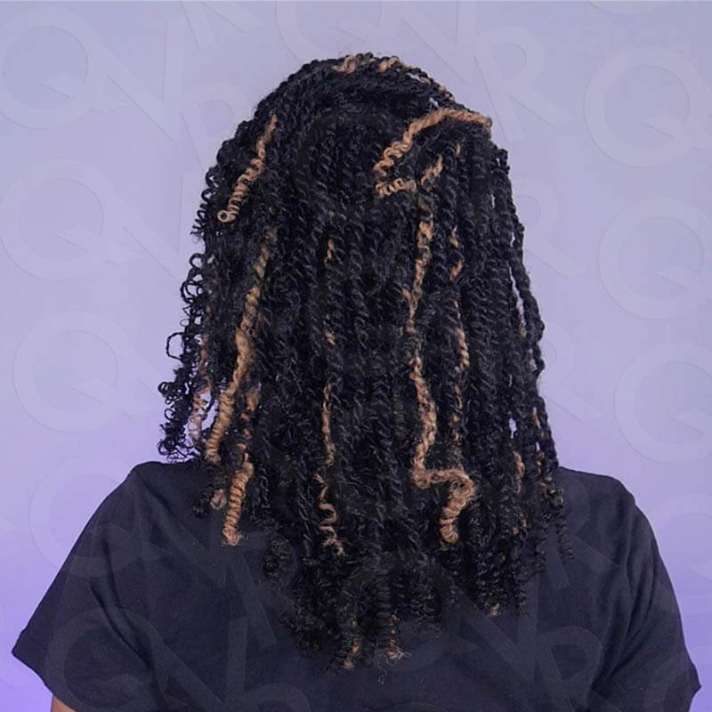 QVR #Honey Blonde+#1B Two Colors Afro Kinky Bulk Human Hair For Braiding DreadLock