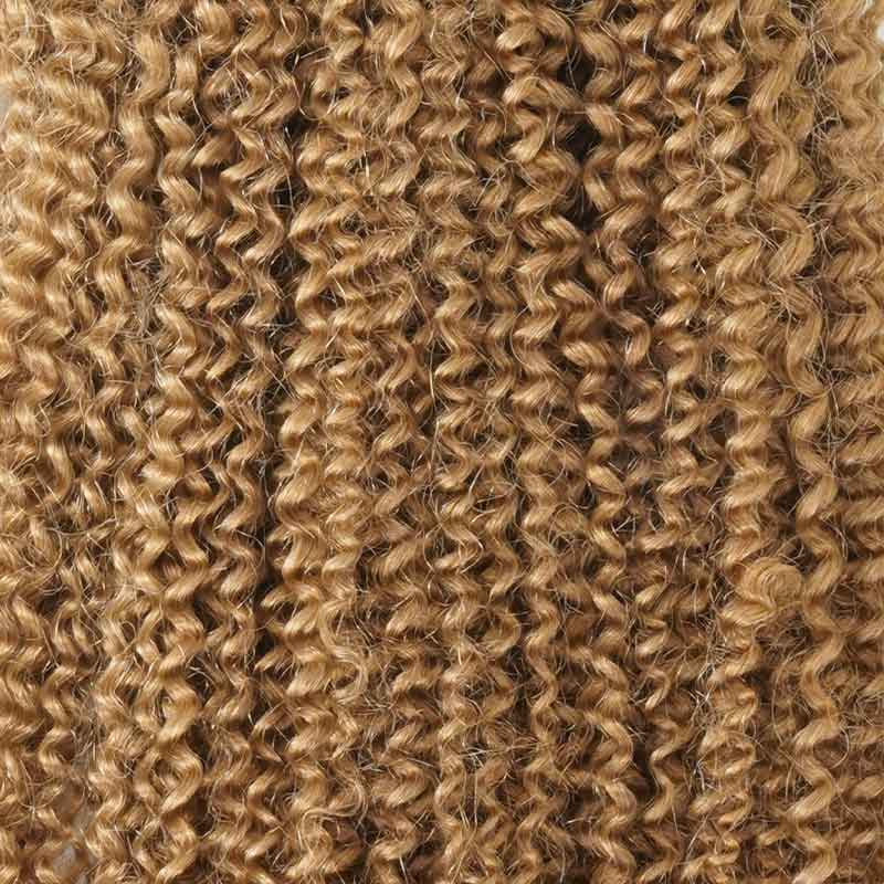 QVR Honey Blonde #27 Crochet Hair Afro Kinky Curly Machine Made Feather Human Hair Extension