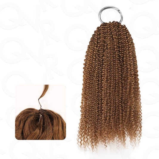 QVR Auburn Brown #30 Crochet Hair Afro Kinky Curly Machine Made Feather Human Hair Extension