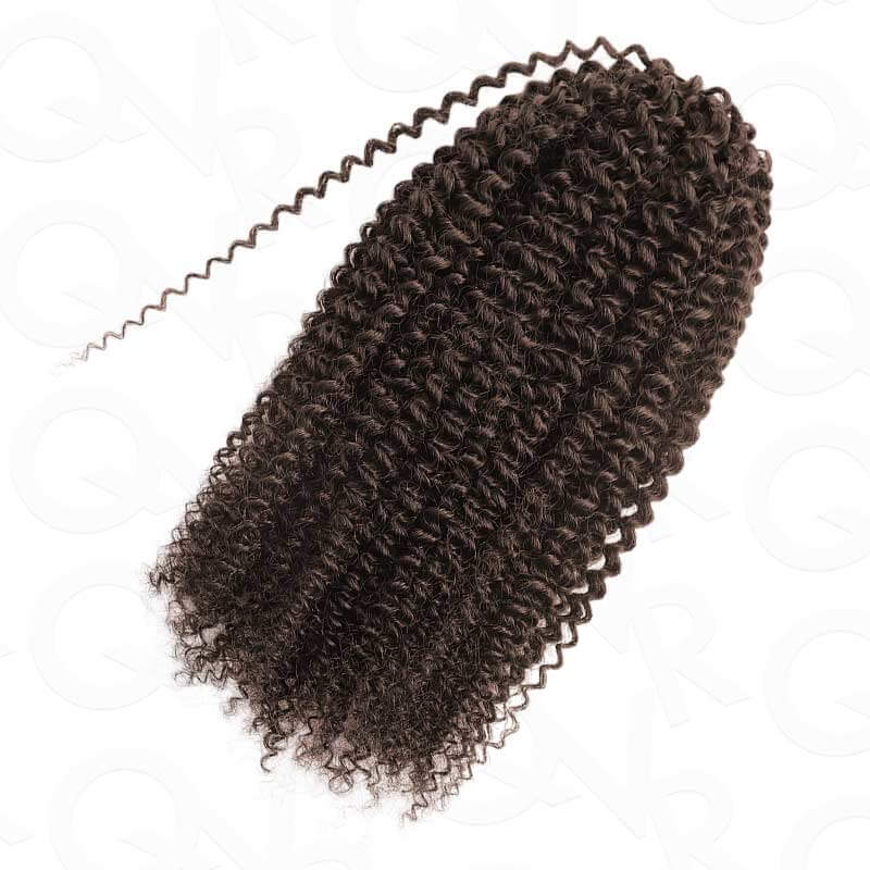 Flash Sale|QVR Dark Brown #4 Afro Kinky Curly Feather Crochet Human Hair