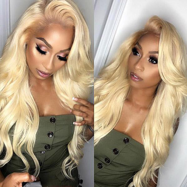 613 Blonde Color Transparent 13*1 Body Wave Lace Front Wig Human Hair Wigs