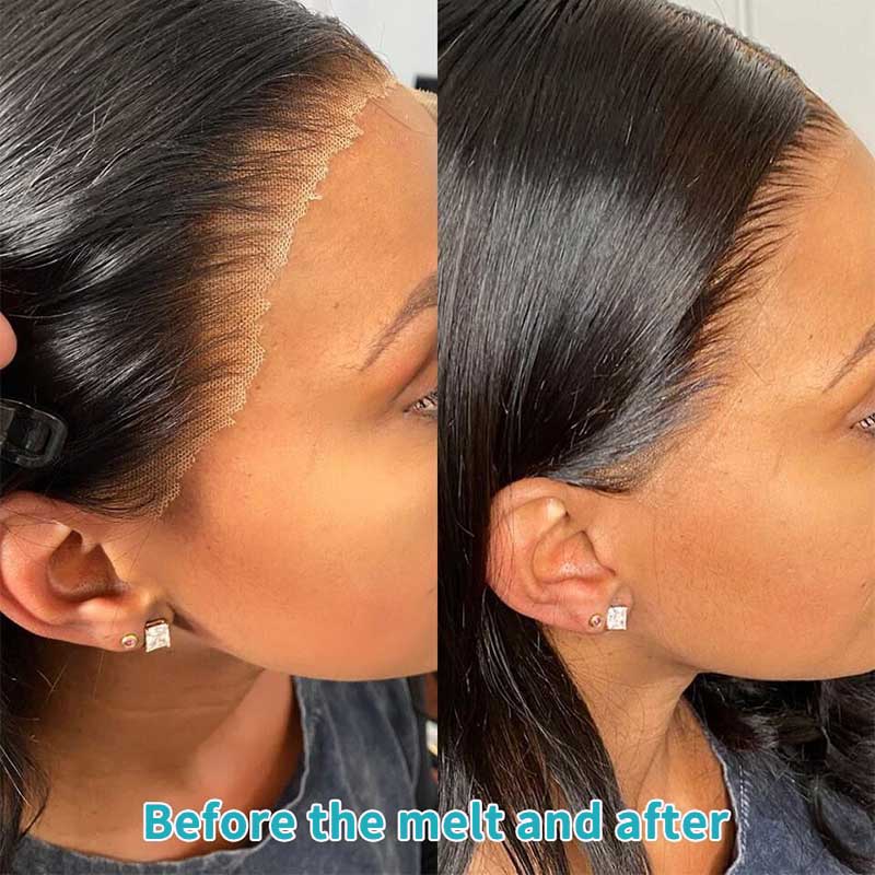 QVR Straight Hair Wig Virgin Human Hair Wigs 13x6 HD Transparent Lace Frontal Wigs Natural Black Color
