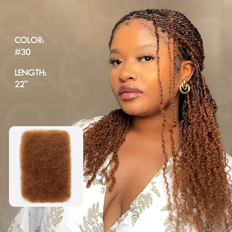 QVR 1 Pack Auburm Brown Afro Kinky Bulk Human Hair