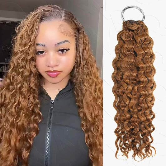 Flash Sale|QVR Auburn Brown #30 Water Wave Feather Crochet Human Hair