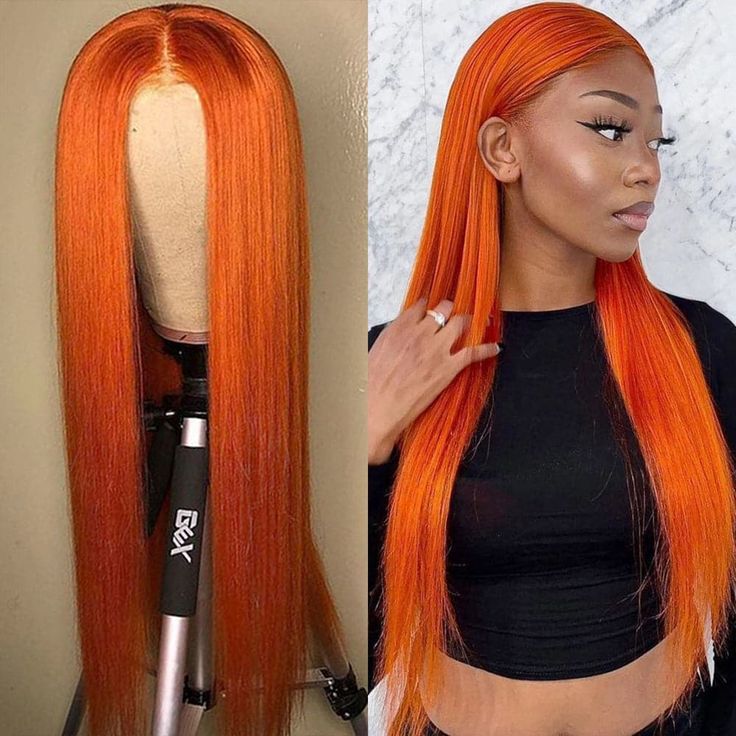 QVR Ginger Orange Body Wave Wigs Brazilian Virgin Hair 4x4 Lace Closure Wigs Pre Plucked with Baby Hair