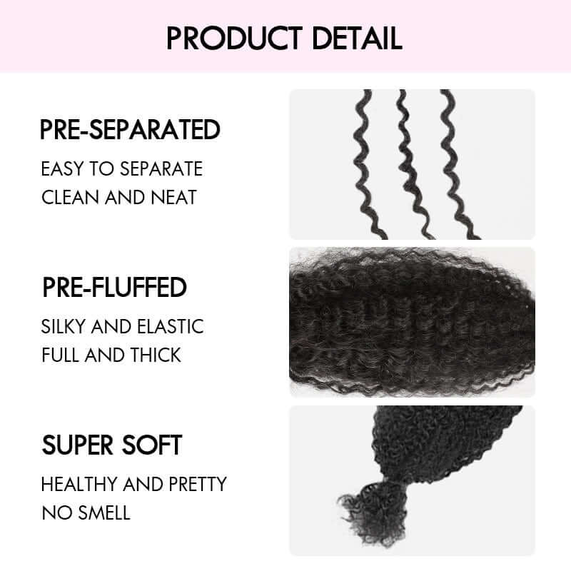 QVR Ombre Spring Twist Hair T1B/27 Color Type 3C 4A Hair Extensions