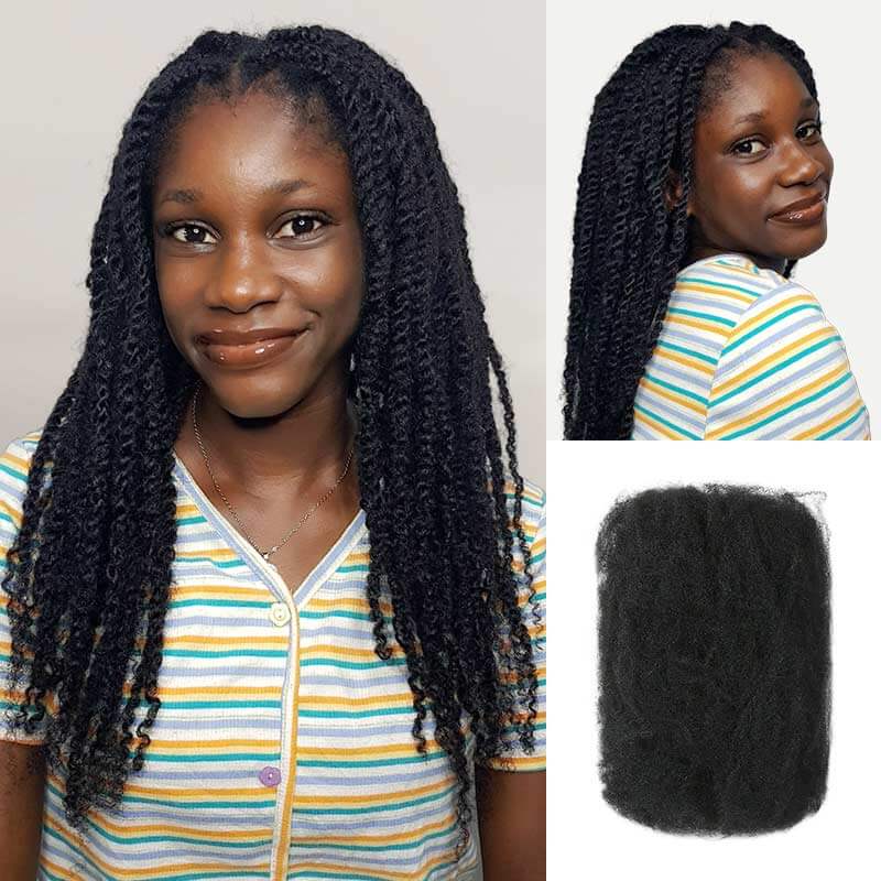 QVR 1 Pack Afro kinky Bulk Hair Extensions For Braiding Dreadlock Human Hair