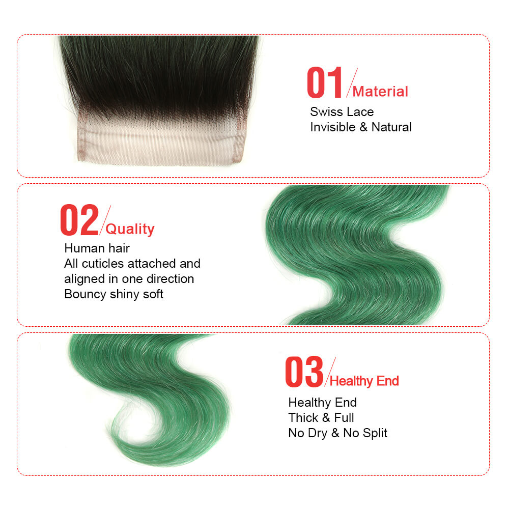 QVR Virgin Human Hair 4*4 Body Wave Closure TT1B/TUQIV