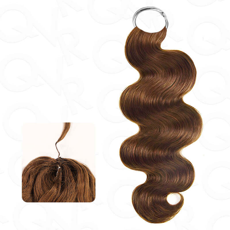 QVR Auburn Brown #30 Crochet Hair Body Wave Machine Made Feather Human Hair Extension