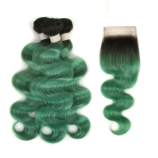 QVR Virgin Human Hair Body Wave 3 Bundles With 4*4 Lace Closure TT1B/TUQIV