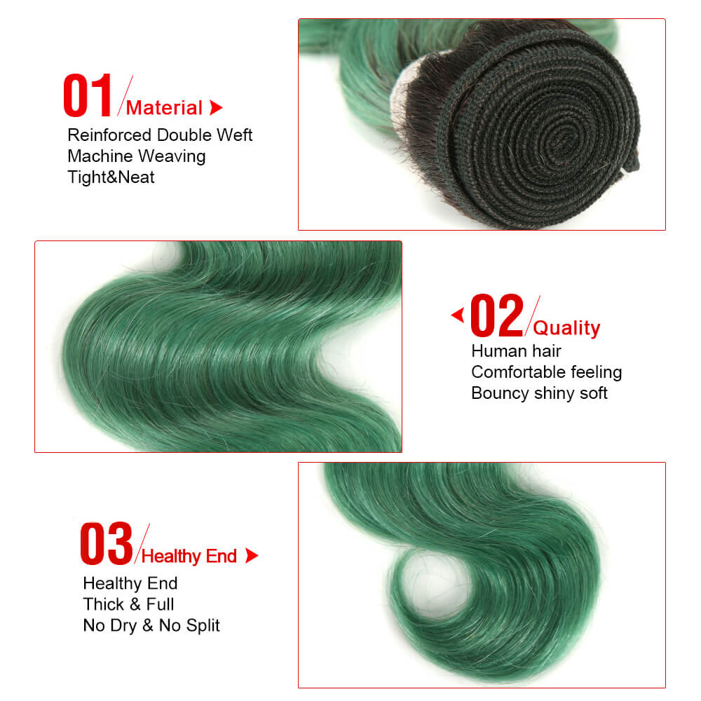QVR Virgin Human Hair Body Wave 3 Bundles With 4*4 Lace Closure TT1B/TUQIV