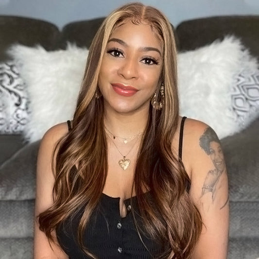 Honey Blonde Highlight Lace Front Wigs Body Wave Human Hair Wig 13x4 HD Lace Frontal Wigs