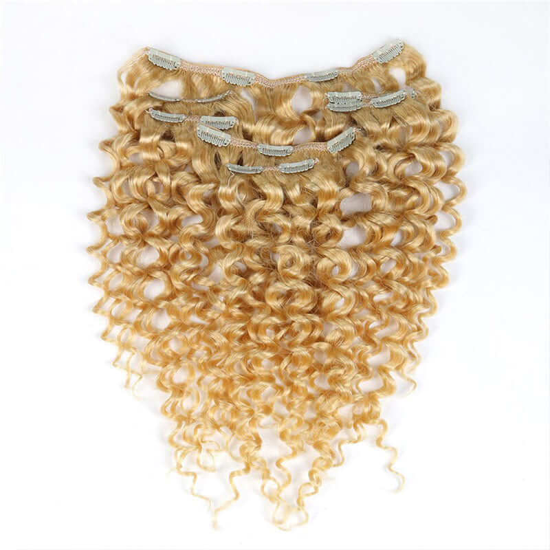 QVR Natural Black Hair 7Pcs Clip in Hair Extension Brazilian Jerry Curly Virgin Human Hair