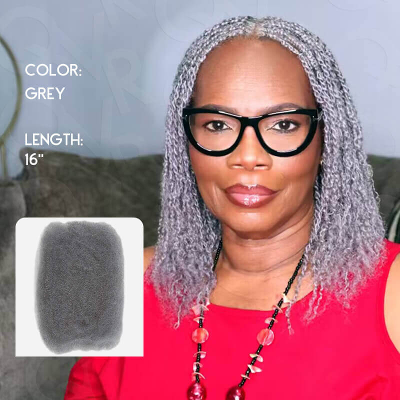 QVR 1 Pack Grey Color Afro kinky Bulk Human Hair