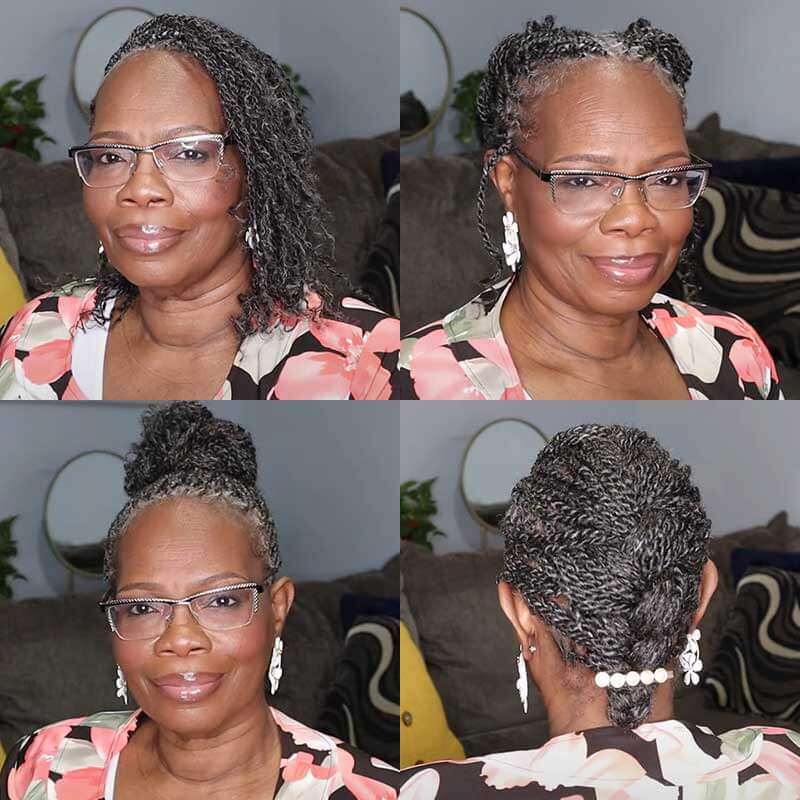 SUPER DEAL|3 PACKS Salt and Pepper Afro kinky Bulk SEND 1 FREE HAIR 10''