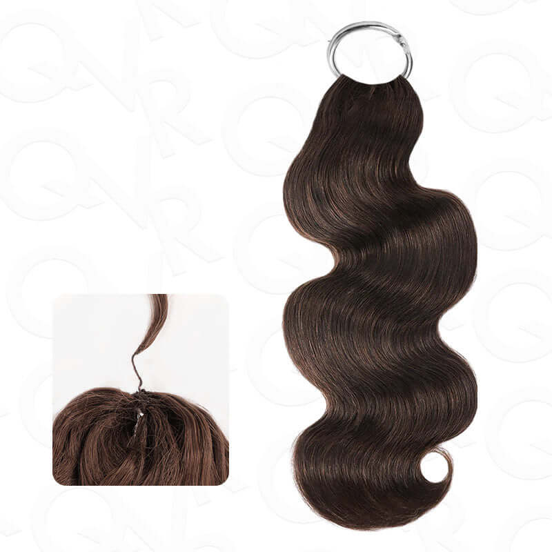 QVR Dark Brown #4 Crochet Hair Body Wave Machine Made Feather Human Hair Extension
