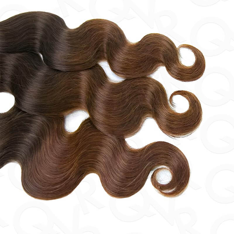 QVR #T2/30 Crochet Hair Body Wave Machine Made Feather Human Hair Extension
