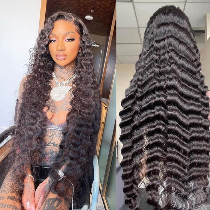 QVR Loose Deep Wave 13x6 HD Lace Front Wig Long Human Hair Wigs For Women