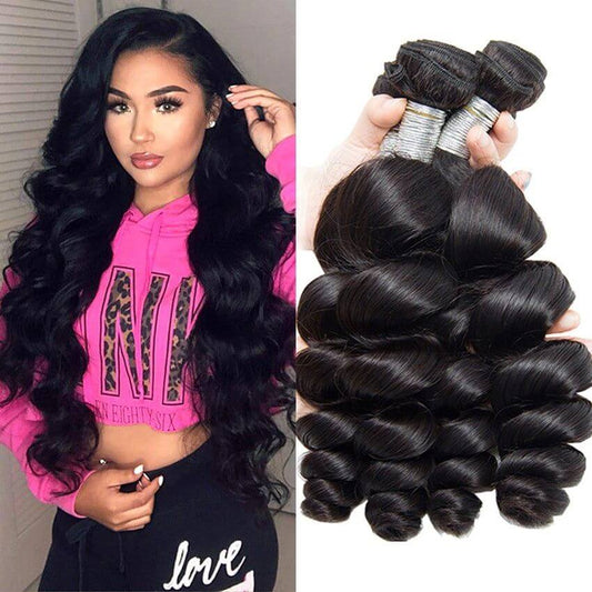 QVR Brazilian Hair Bundles Virgin Human Hair Loose Wave 4 Bundles
