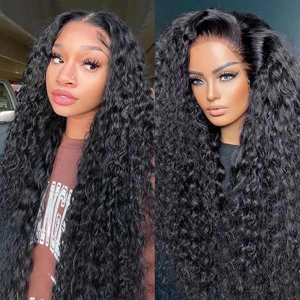 QVR Deep Wave Glueless Wig Brazilian Curly Human Hair Wigs Pre Plucked With Baby Hair 13x6 13x4 Lace Frontal