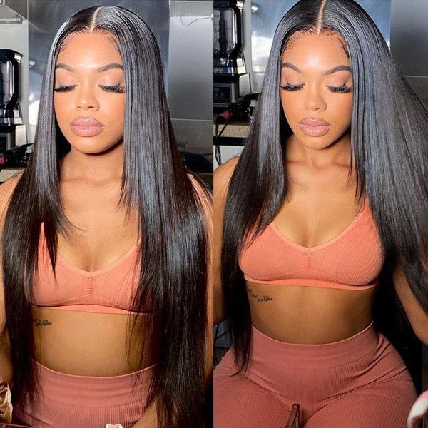 QVR Straight Wigs Human Hair Wig Pre-plucked Hairline with Baby Hair T Lace 4x4 13x4 13x6 Lace Frontal Wigs 210 Density
