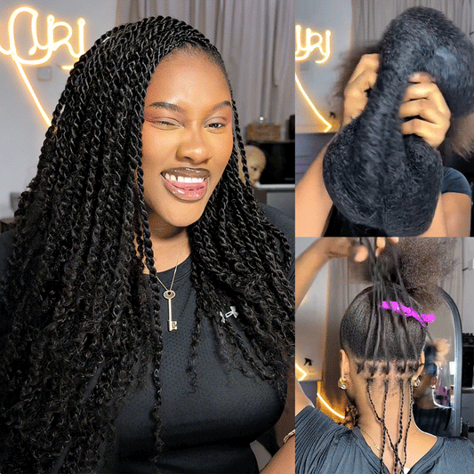 QVR Type 4C Afro Kinky Bulk Braiding Human Hair Extensions For Black Women