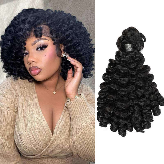 50% OFF|Natural Black Bouncy Curl Bulk Hair Extensions For Crochet Braids