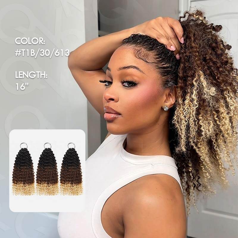 MATCH SALE|QVR Ombre #T1B/30/613 Small Kinky Curly Crochet Hair