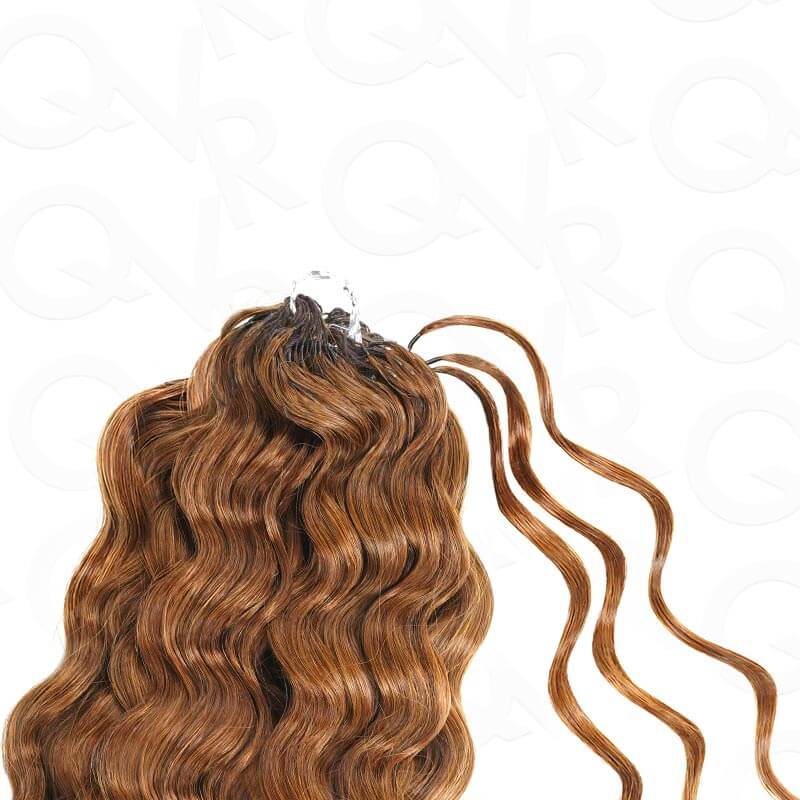Flash Sale|QVR Auburn Brown #30 Water Wave Feather Crochet Human Hair