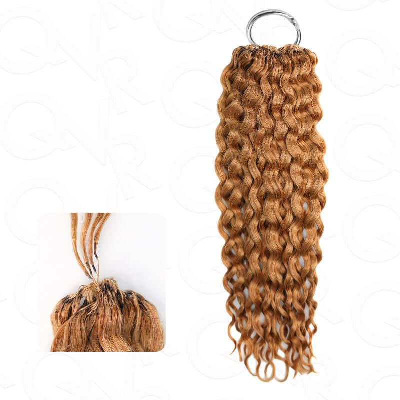QVR Honey Blonde #27 Crochet Hair Afro Kinky Curly Machine Made Feather Human Hair Extension