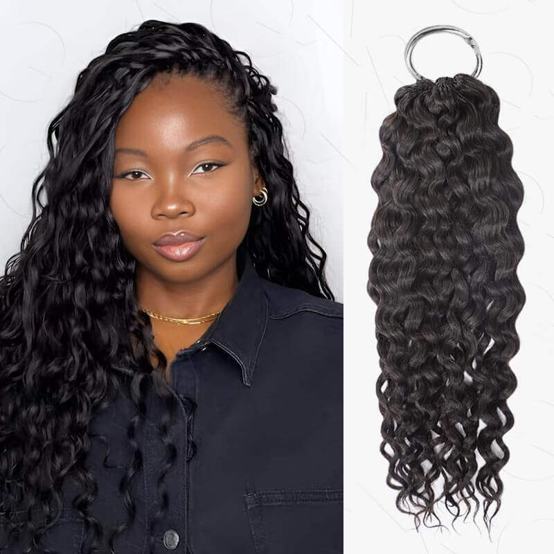 P3G5| Natural Black Small Kinky Curly Feather Crochet Hair