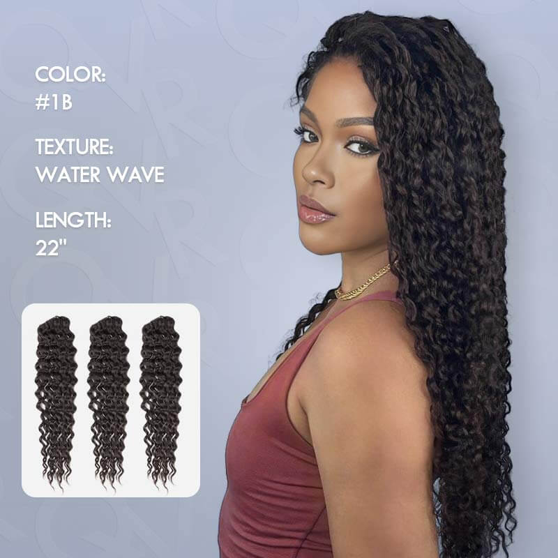 CLEARANCE|Handmade Natural Black Water Wave Crochet Braid Human Hair