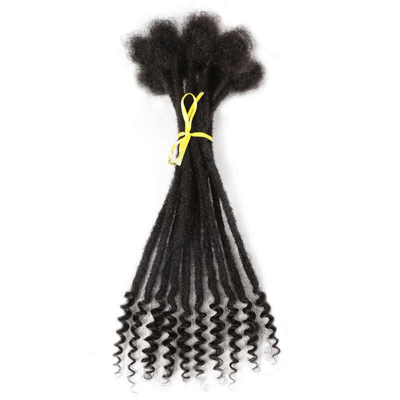 QVR Natural Black Dreadlock Loc Extensions With Curly Ends Human Hair