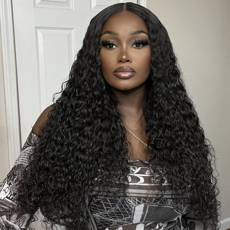 Flowy Bohemian Curls Wig Curly Glueless 5x5 Closure Lace Wig Pre-plucked Human Hair wigs