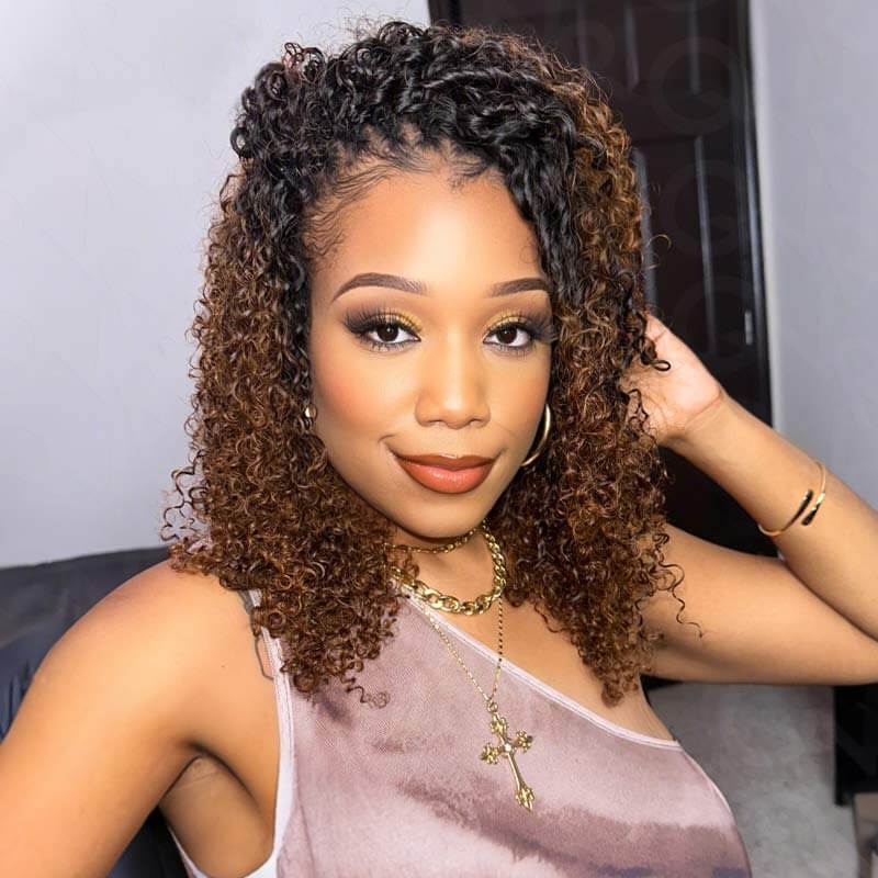 P3G5|#T1B/30 Small Kinky Curly Feather Crochet Hair