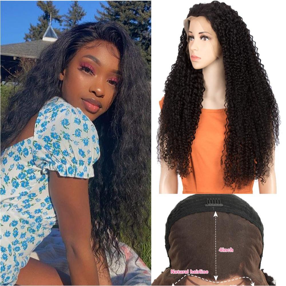 QVR Remy Human Hair 13*4 Lace Frontal Wigs Curly Wave Wig
