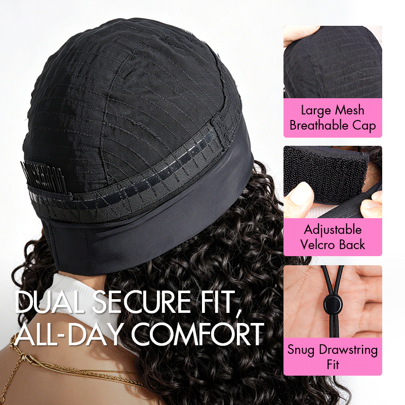 QVR Twist Curly Headband Wig 100% Human Hair Glueless Wigs for Women